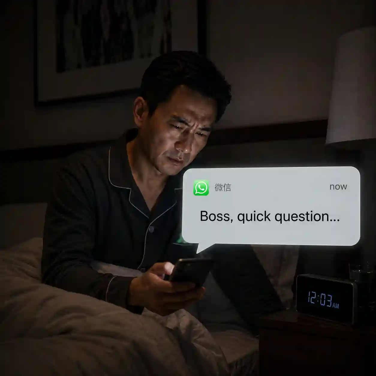 Owner on the phone late at night